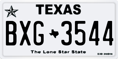 TX license plate BXG3544