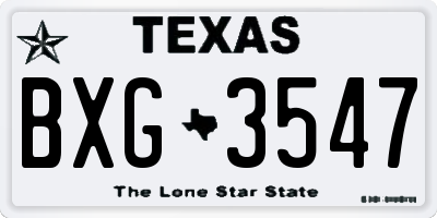 TX license plate BXG3547