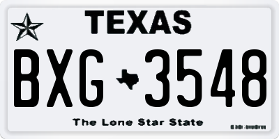 TX license plate BXG3548