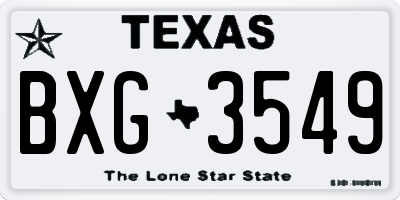TX license plate BXG3549