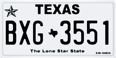 TX license plate BXG3551