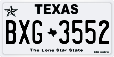 TX license plate BXG3552