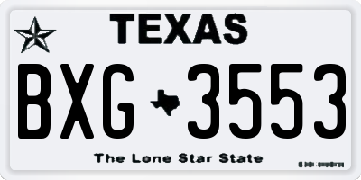 TX license plate BXG3553