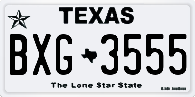 TX license plate BXG3555