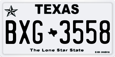 TX license plate BXG3558