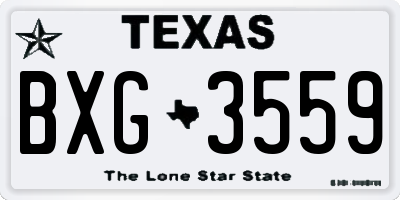 TX license plate BXG3559