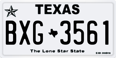 TX license plate BXG3561