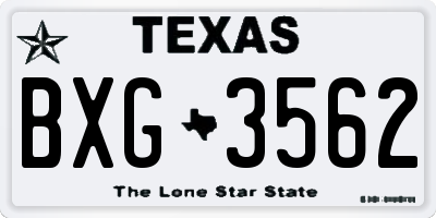 TX license plate BXG3562