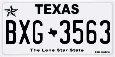 TX license plate BXG3563