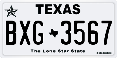 TX license plate BXG3567
