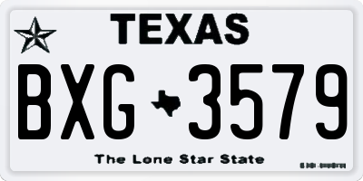 TX license plate BXG3579