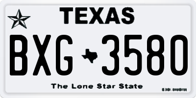 TX license plate BXG3580
