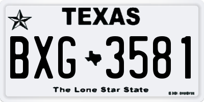 TX license plate BXG3581