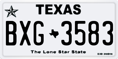 TX license plate BXG3583