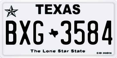 TX license plate BXG3584