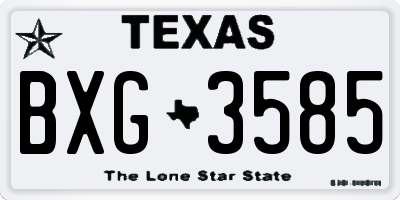 TX license plate BXG3585