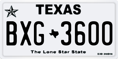 TX license plate BXG3600