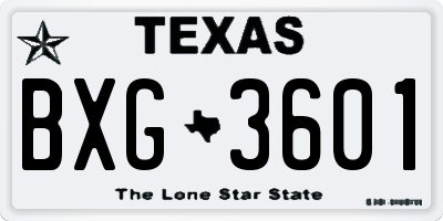 TX license plate BXG3601