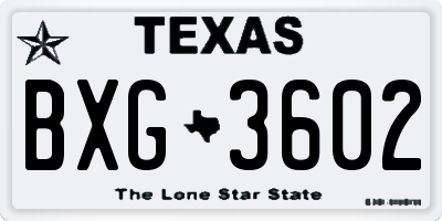 TX license plate BXG3602