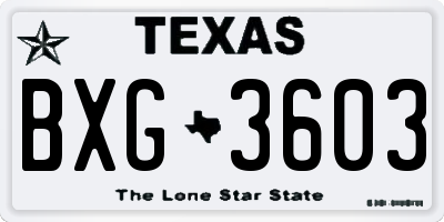 TX license plate BXG3603