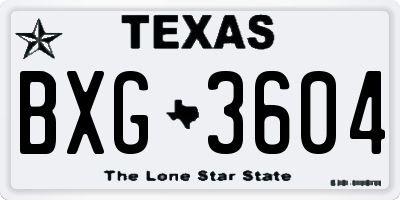 TX license plate BXG3604