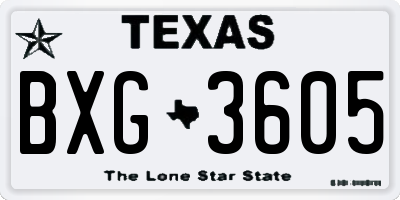 TX license plate BXG3605