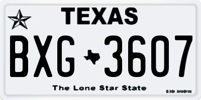 TX license plate BXG3607