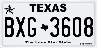 TX license plate BXG3608