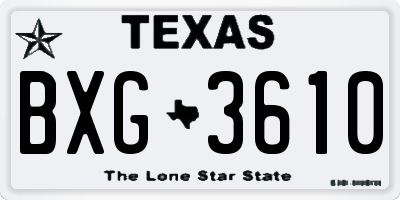 TX license plate BXG3610