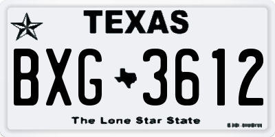 TX license plate BXG3612