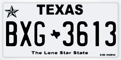 TX license plate BXG3613