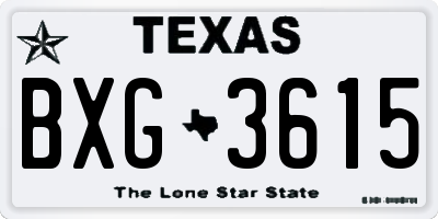 TX license plate BXG3615