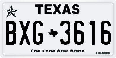 TX license plate BXG3616