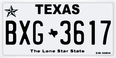 TX license plate BXG3617