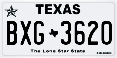 TX license plate BXG3620