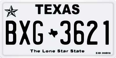 TX license plate BXG3621