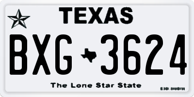 TX license plate BXG3624