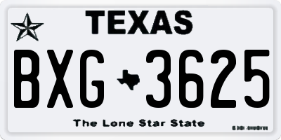 TX license plate BXG3625
