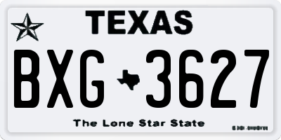 TX license plate BXG3627
