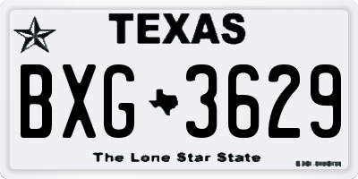 TX license plate BXG3629