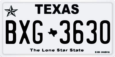 TX license plate BXG3630