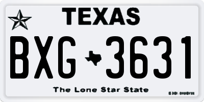 TX license plate BXG3631