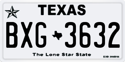 TX license plate BXG3632