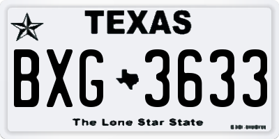 TX license plate BXG3633