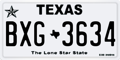 TX license plate BXG3634
