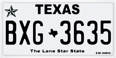 TX license plate BXG3635