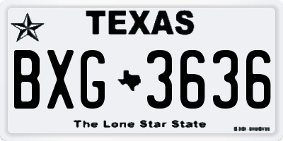 TX license plate BXG3636