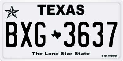 TX license plate BXG3637