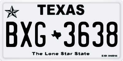 TX license plate BXG3638