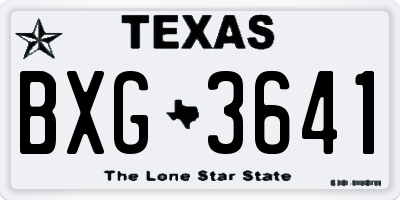 TX license plate BXG3641